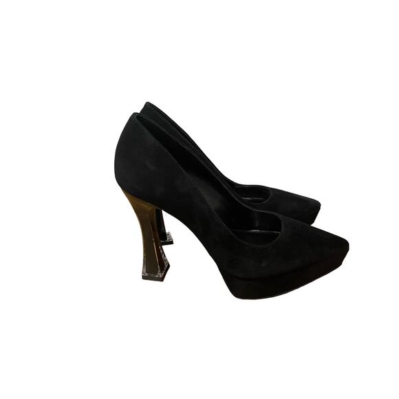 Vince Camuto Slaytia Black Suede Leather Platform High Heel Pointed Toe Pump 8.5 - Picture 4 of 8